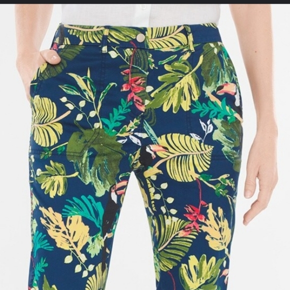 nwt CHICO'S comfort waist luxe tropical cuffed pant 1 ankle length trouser 8/M - Picture 5 of 11